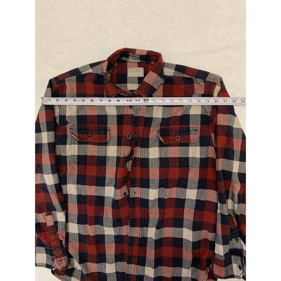 Jachs Flannel Buffalo Plaid Americana Red Long Sleeve Thick 100% Cotton Workwear - Picture 8 of 9